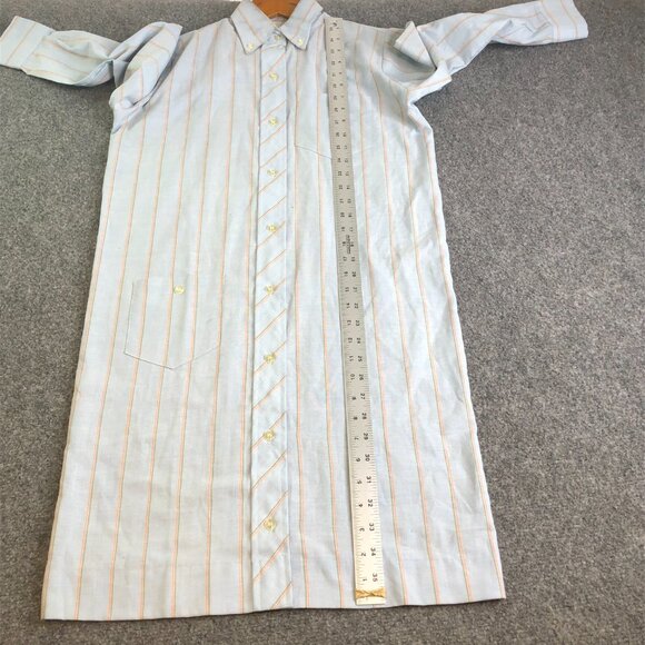 Carol Brent Vintage Work Shirt Dress 7 8 Blue Orange Button 60s 70 Made Japan - Picture 4 of 12